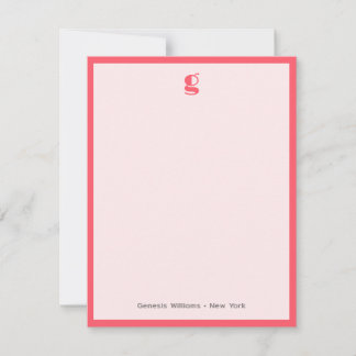 Watermelon Modern Monogram Name Classic Frame Note Mitteilungskarte