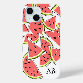 Watermelon 'Monogram' iPhone Gehäuse vertikal 15 Hülle