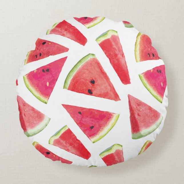 Watermelon-Muster Erstellung 2 Rundes Kissen (Vorderseite)