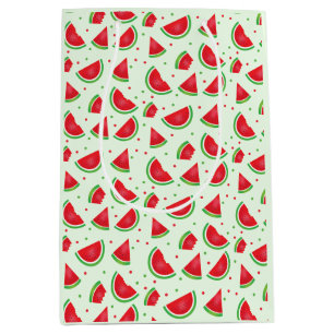 Watermelon Muster Fruchtmelon Hellgrün Rot Mittlere Geschenktüte