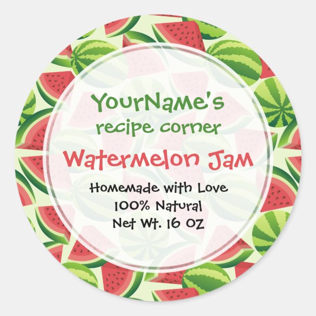 Watermelon Muster Klassischer Rundsticker Runder Aufkleber (Vorderseite)
