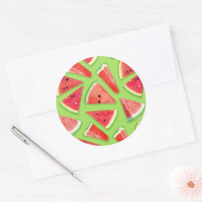 Watermelon-Muster Kreation 3 Runder Aufkleber (Umschlag)