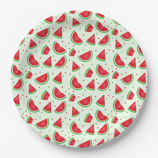Watermelon Muster Sommerzeit Melon Frucht Pappteller (Vorderseite)