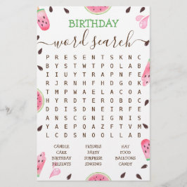Watermelon One In A Melon Birthday Word Search