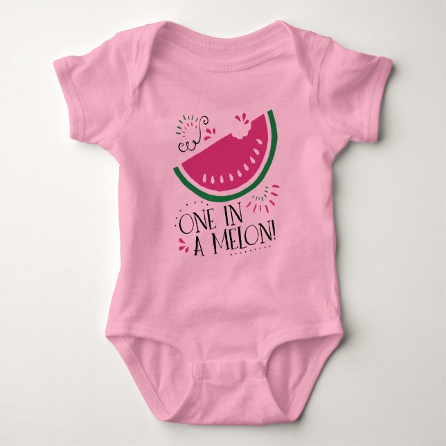 Watermelon One in einem Melon Baby Romper Baby Strampler (Vorderseite)