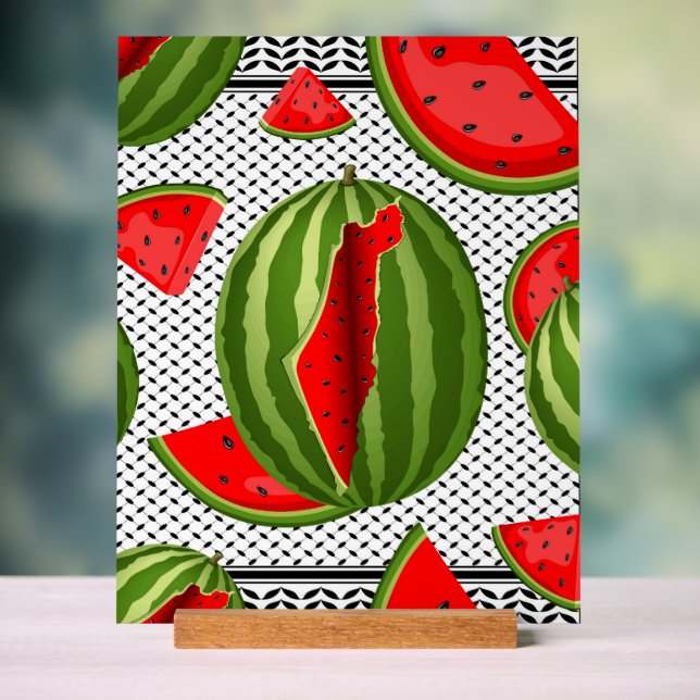 Watermelon Palestine Map Slice Acrylschild (Neutral)