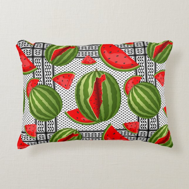 Watermelon Palestine Map Slice Dekokissen (Vorderseite)