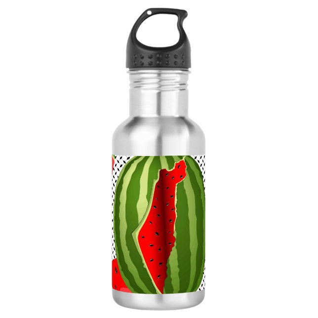 Watermelon Palestine Map Slice Edelstahlflasche (Vorderseite)
