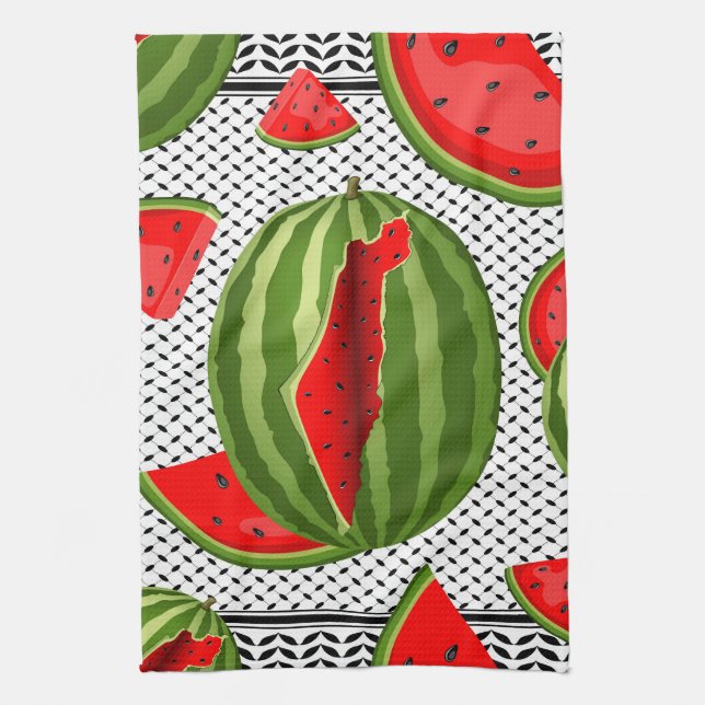 Watermelon Palestine Map Slice Geschirrtuch (Vertikal)