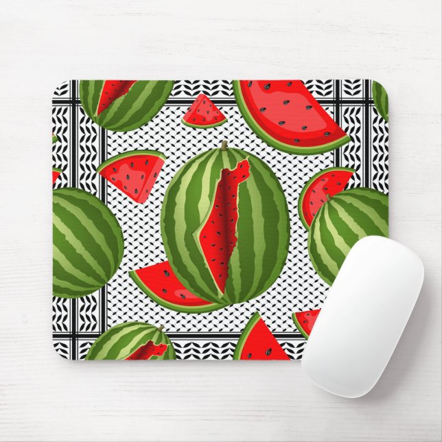 Watermelon Palestine Map Slice Mousepad (Mit Mouse)