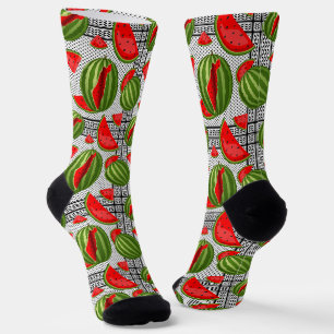 Watermelon Palestine Map Slice Socken
