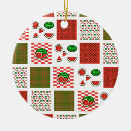 Watermelon Patchwork Keramik Ornament