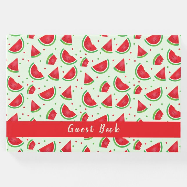Watermelon Pattern Fruchtmelon Hellgrün Gästebuch (Vorderseite)