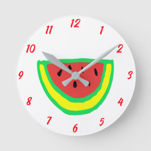 Watermelon Pattern Girl Baby Kinderzimmer Schlafzi Runde Wanduhr