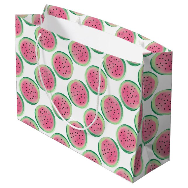 Watermelon Pattern Große Geschenktüte (Rückseite Schrägansicht)