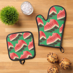 Watermelon Pattern Ofenhandschuh & Topflappen-Set