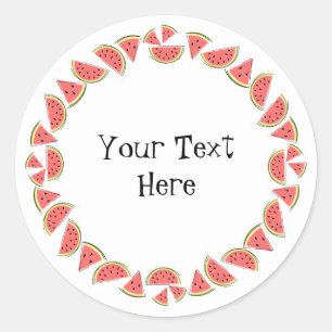 Watermelon Pieces Circle Text Runder Aufkleber