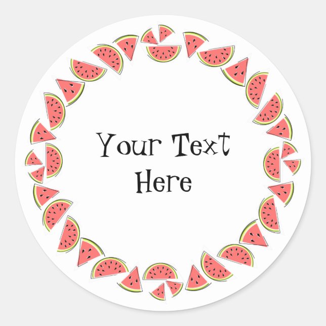 Watermelon Pieces Circle Text Runder Aufkleber (Vorderseite)