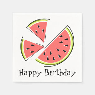 Watermelon Pieces Happy Birthday napkins Papier Serviette