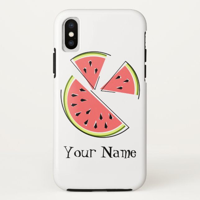 Watermelon Pieces 'Name' iPhone Case (Rückseite)