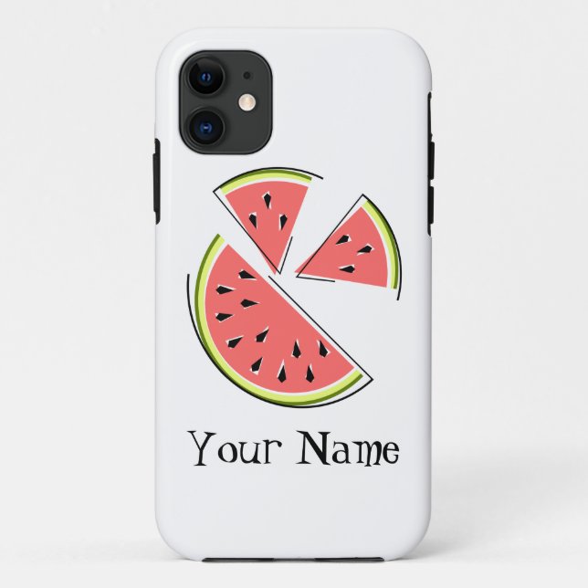 Watermelon Pieces 'Name' iPhone Case (Rückseite)