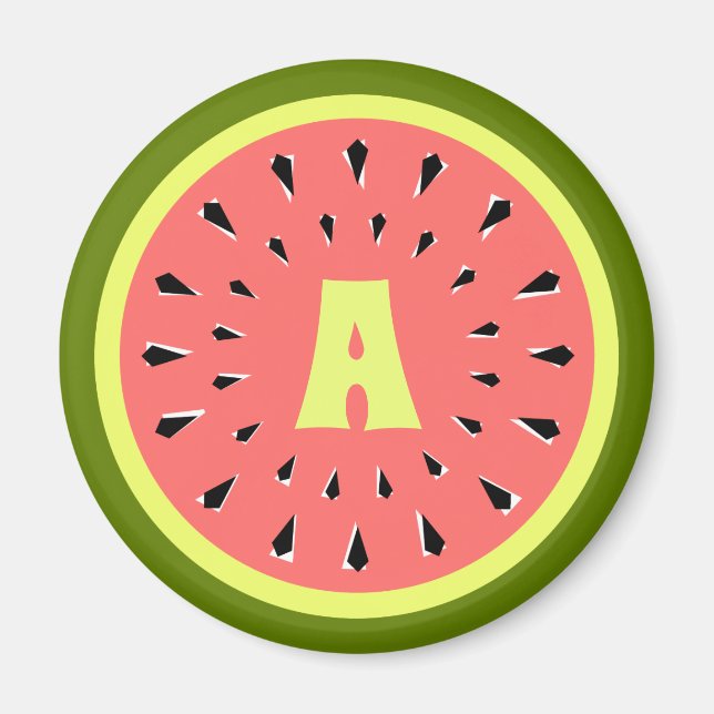 Watermelon Pink Monogram Magnet (Vorne)