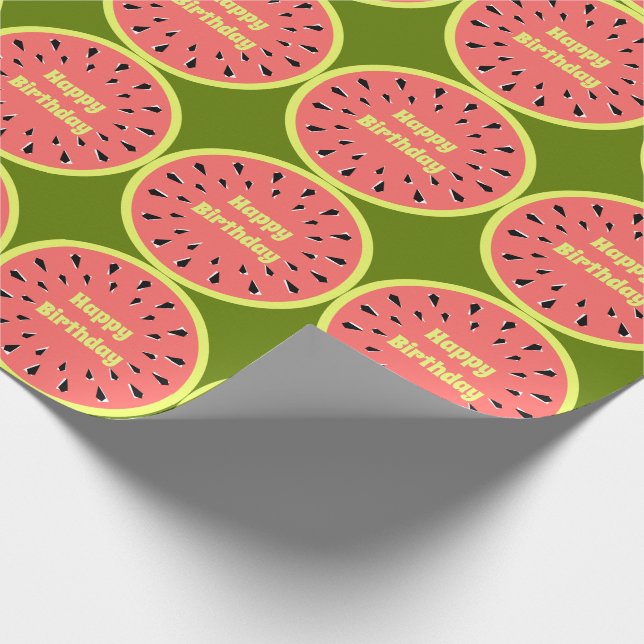 Watermelon Pink Multi Happy Birthday Geschenkpapier (Ecke)