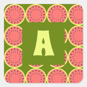 Watermelon Pink Multi Monogram Quadratischer Aufkleber