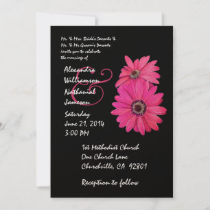 Watermelon Pink und Black Daisy Hochzeit Einladung