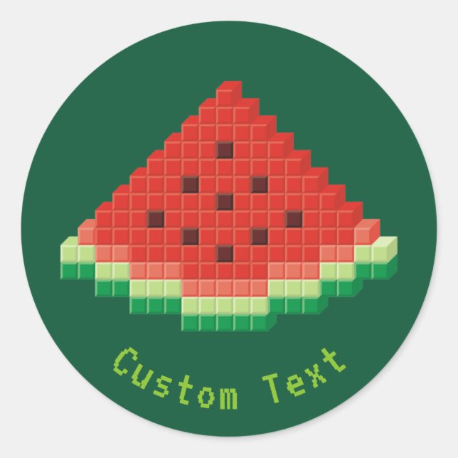 Watermelon Pixel Art Runder Aufkleber (Vorderseite)