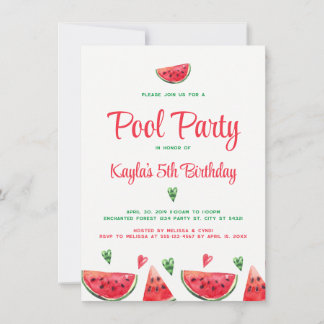 Watermelon Pool Party Geburtstag Einladungen