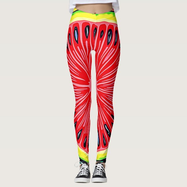 Watermelon Pop Kunst, Dichtung und Musik Leggings (Vorderseite)