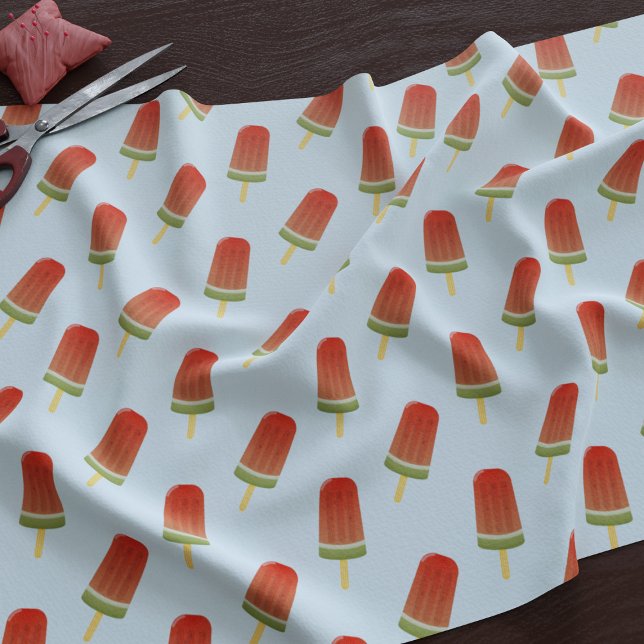 Watermelon Popsicle Pattern Summer Sky Blue Fabric Stoff (A fun summer watermelon ice pop pattern fabric just for you)