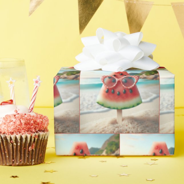Watermelon Popsicle Wearing Sunglasses Geschenkpapier (Geburtstagsparty)