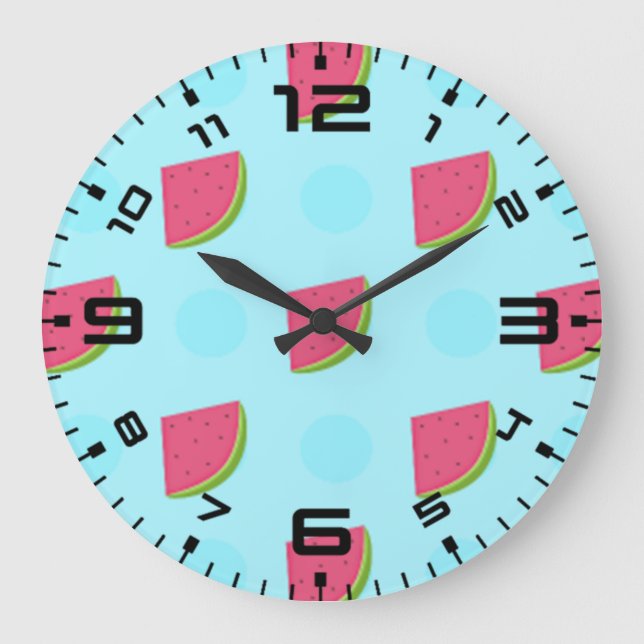 Watermelon Print Große Wanduhr (Vorderseite)