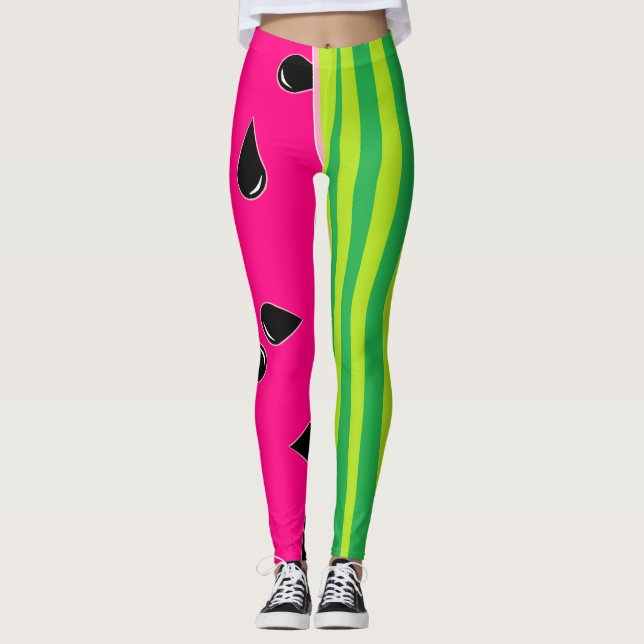 Watermelon Print Leggings Pink Green Black (Vorderseite)