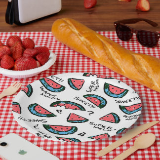 Watermelon Print | Paper Plates | Party Suppies Pappteller