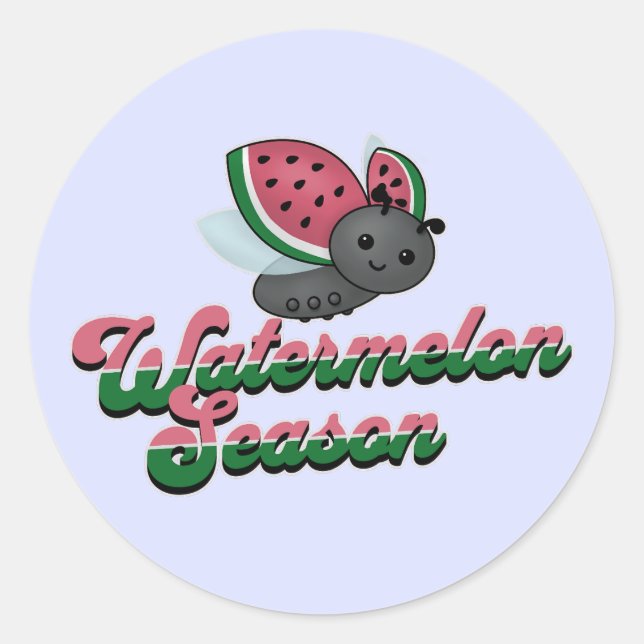 Watermelon Season Ladybug Runder Aufkleber (Vorderseite)