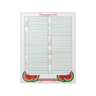 Watermelon Shopping List Notizblock