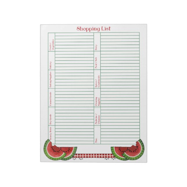 Watermelon Shopping List Notizblock (Rotiert)