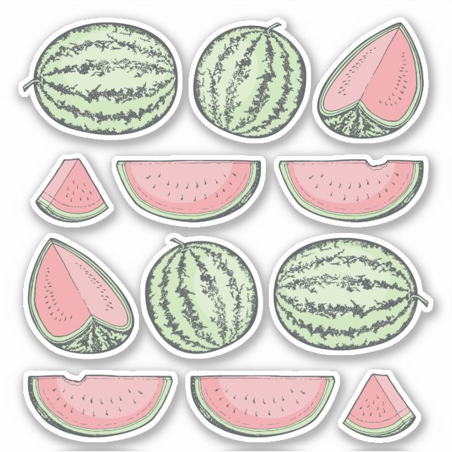 Watermelon Sketches Icons Sticker Set (Vorderseite)