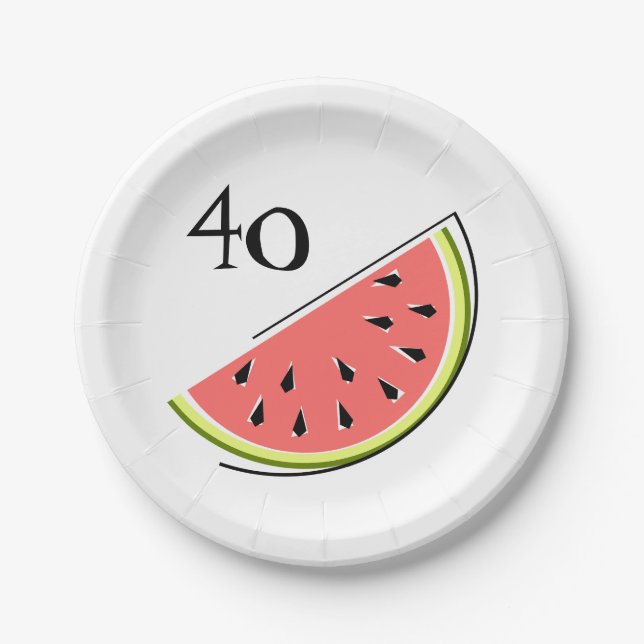 Watermelon Slice 40-Age-Papier-Teller Pappteller (Vorderseite)