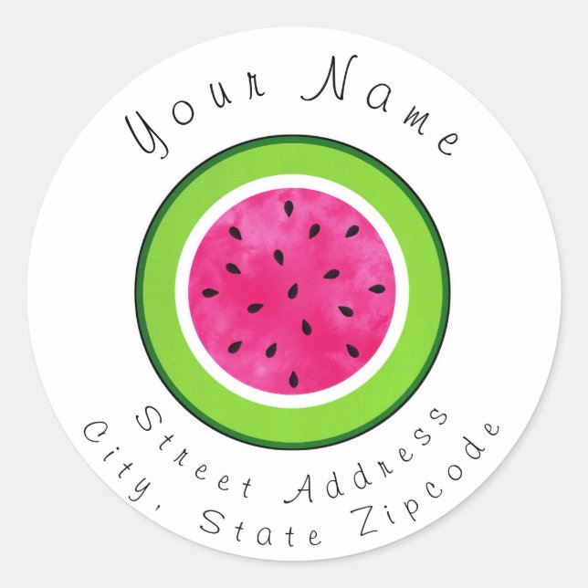 Watermelon Slice Address Label Runder Aufkleber (Vorderseite)
