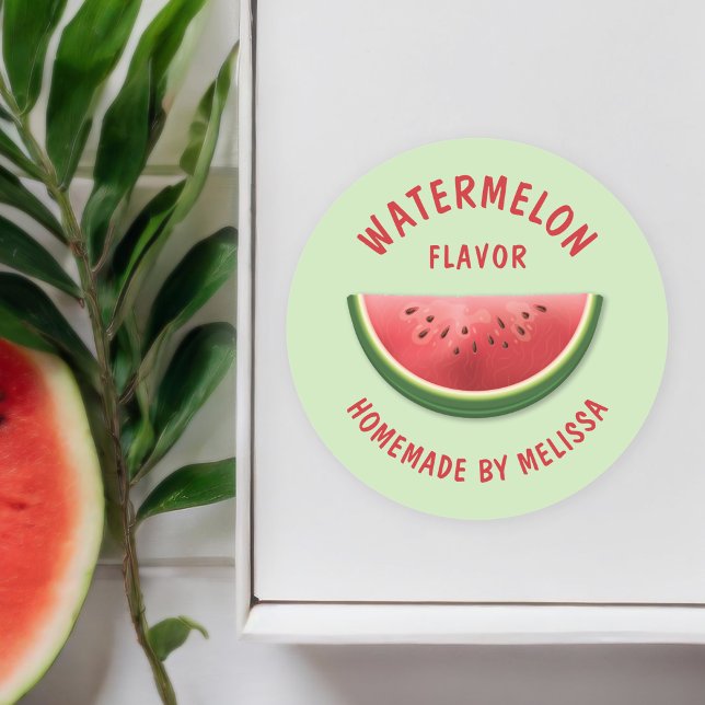 Watermelon Slice Custom hausgemachte Produktgeschm Runder Aufkleber (Von Creator hochgeladen)