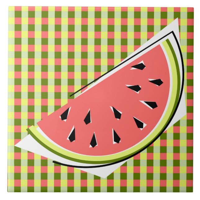 Watermelon Slice Karo Fliese (Vorderseite)