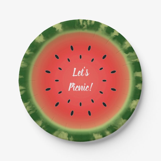 Watermelon Slice Let's Picnic Pappteller (Vorderseite)