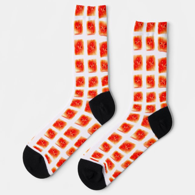 Watermelon Slice Pattern - Seamless Summer Fruit o Socken (Linkes Detail)