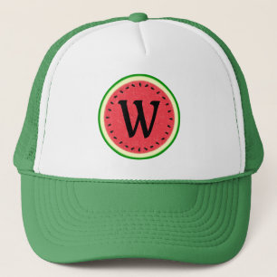 Watermelon Slice Sommer Frucht mit Rind Monogram Truckerkappe
