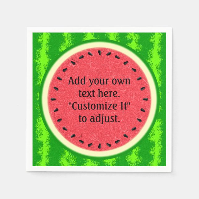 Watermelon Slice Sommer Obst Personalisiert Serviette (Vorderseite)