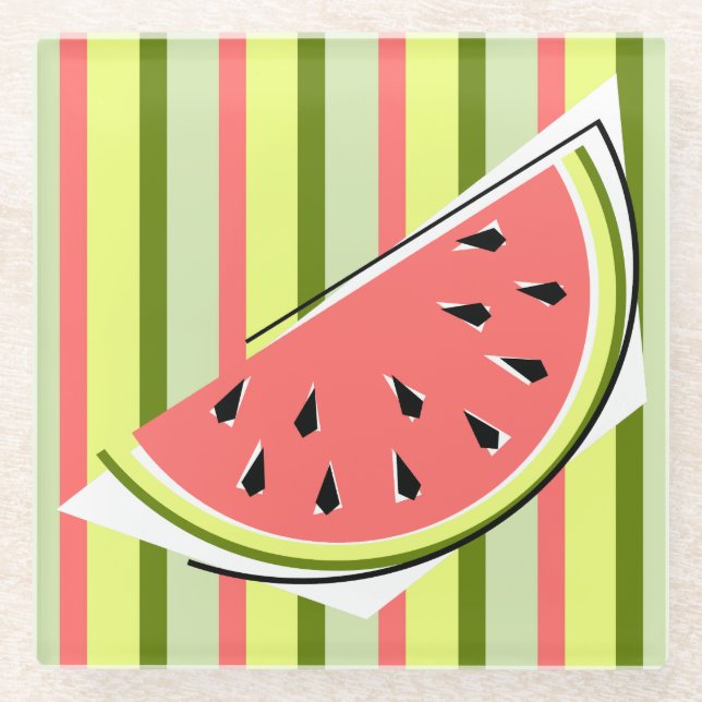 Watermelon Slice Stripe Classic Glasuntersetzer (Vorderseite)